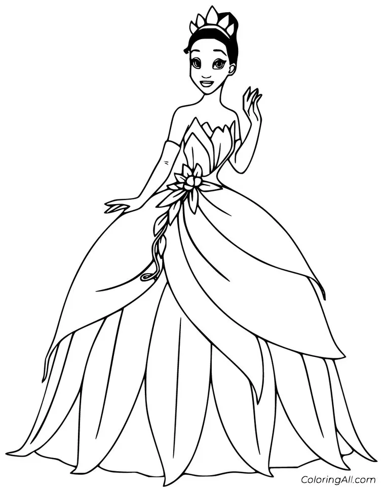 27 free printable Tiana coloring pages, easy to print from any device