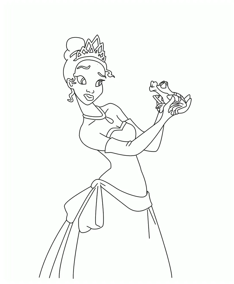 Princess tiana and the prince frog coloring for kids coloring nation