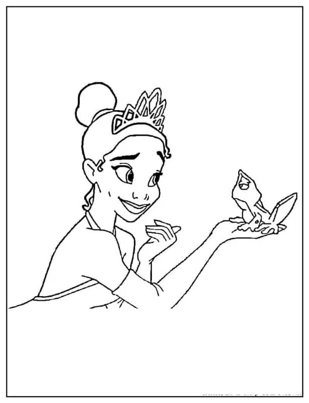 Meeting Tiana And The Frog Prince coloring page - Download, Print or