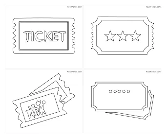 Free printable Ticket coloring pages for kids – fourcoloring