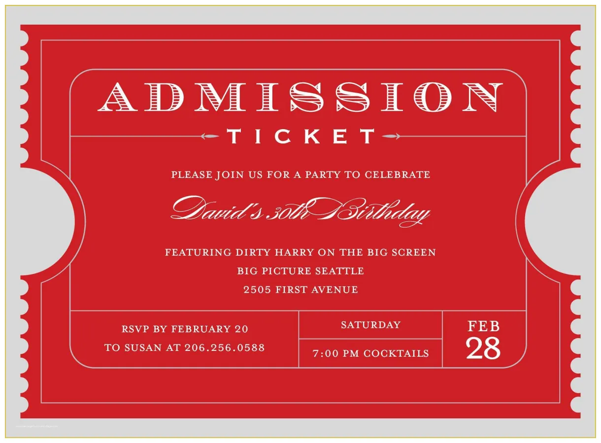 Ticket invitation template free of 4 free admission s