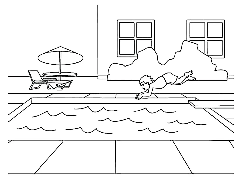 Kids in swimming pool coloring pages coloring cool