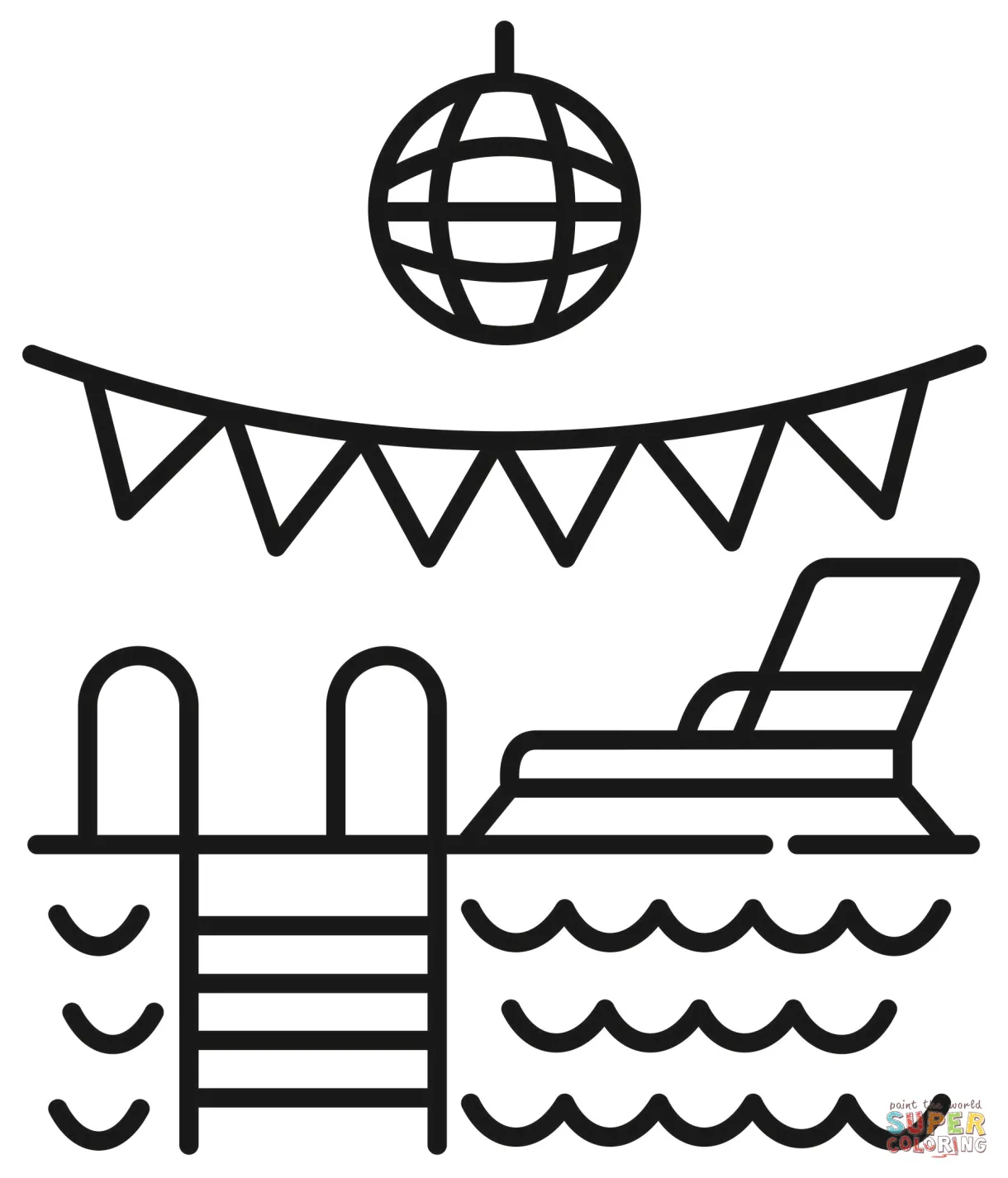 Pool party coloring page free printable coloring pages