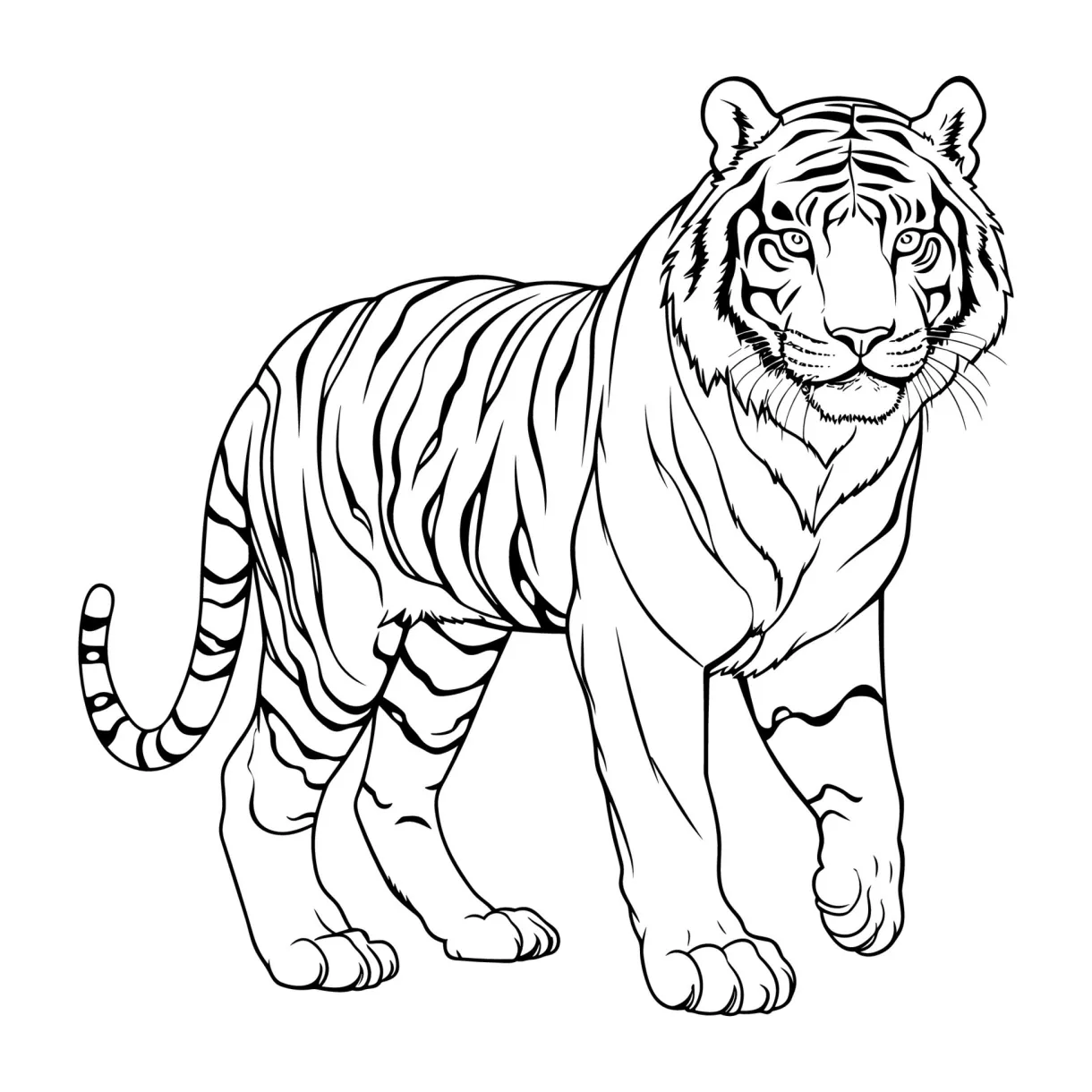 Tiger coloring page for kids 25947061 Vector Art at Vecteezy