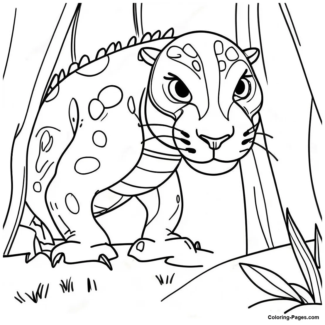 Stealthy predator stalking prey coloring page coloring-pages