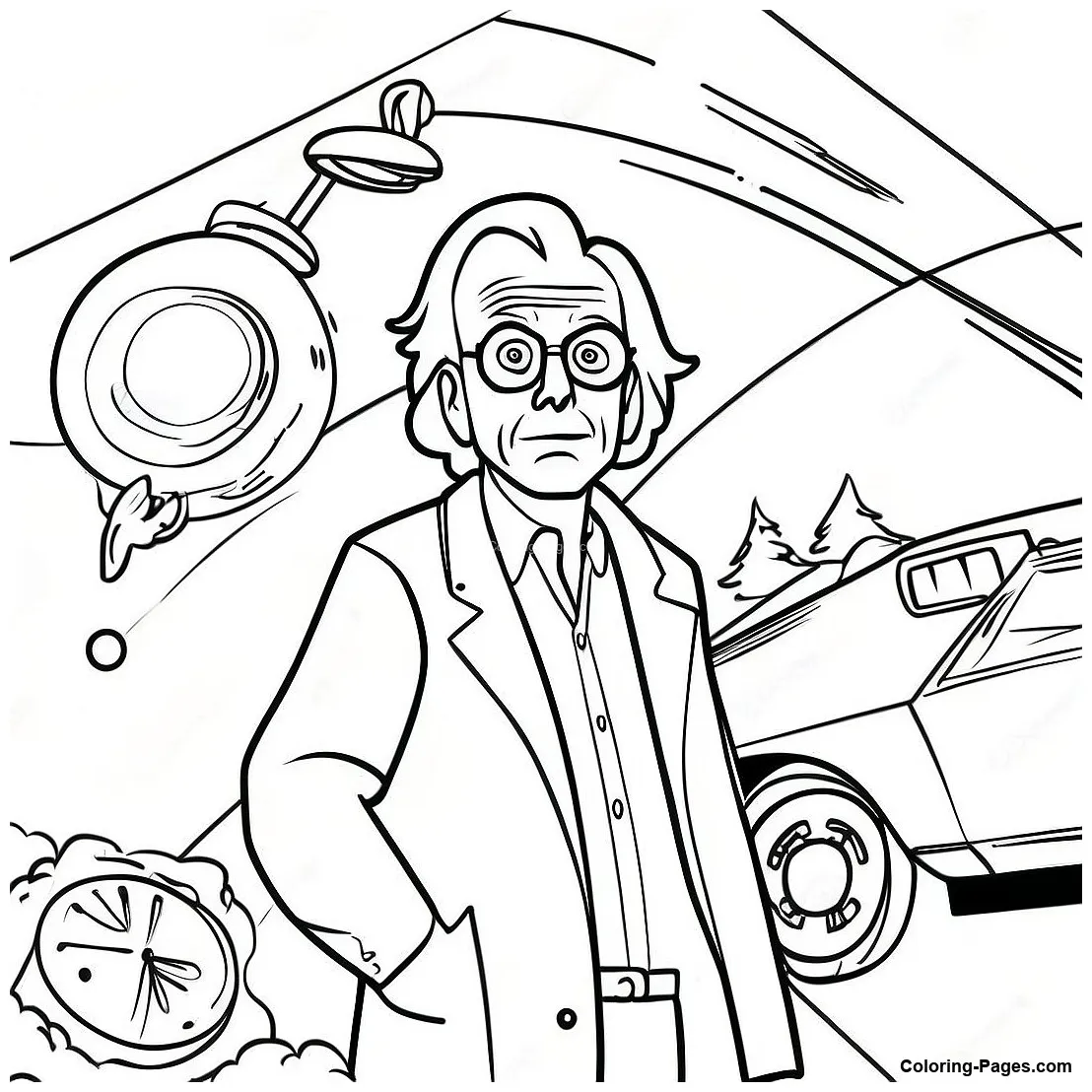 Doc brown with coloring-pages