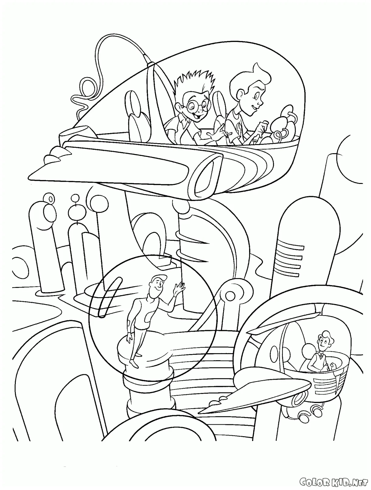Coloring page time machine