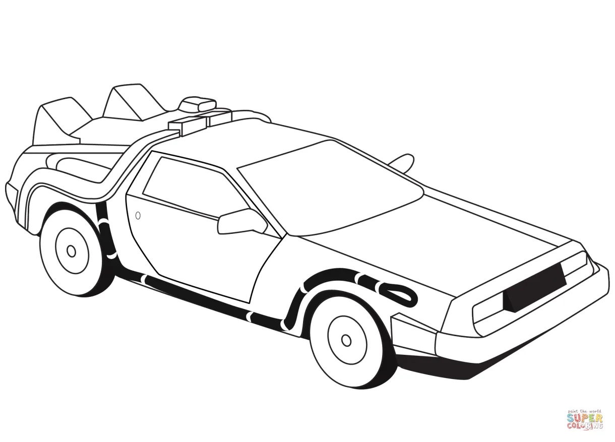 Delorean dmc 12 free printable coloring pages
