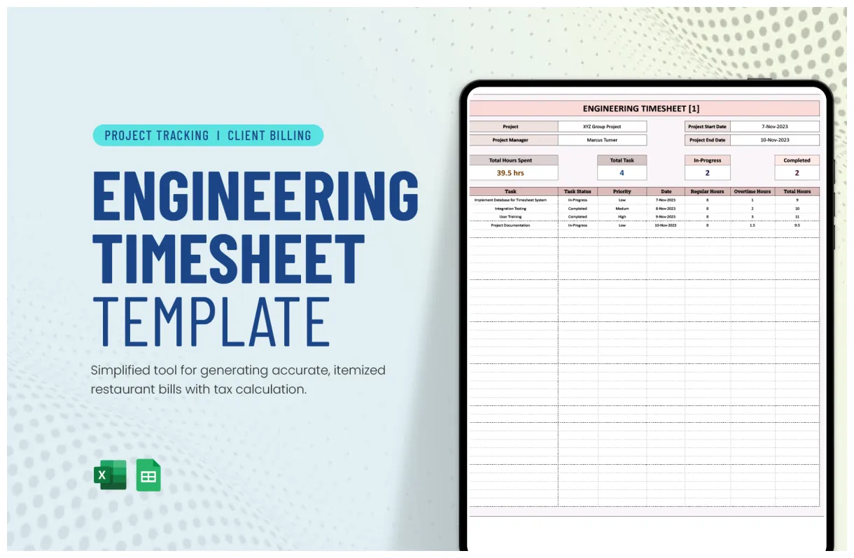 Volunteer in excel, google sheets download