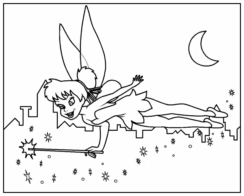 Tinkerbell fairy over London coloring page - Coloring Pages 4 U