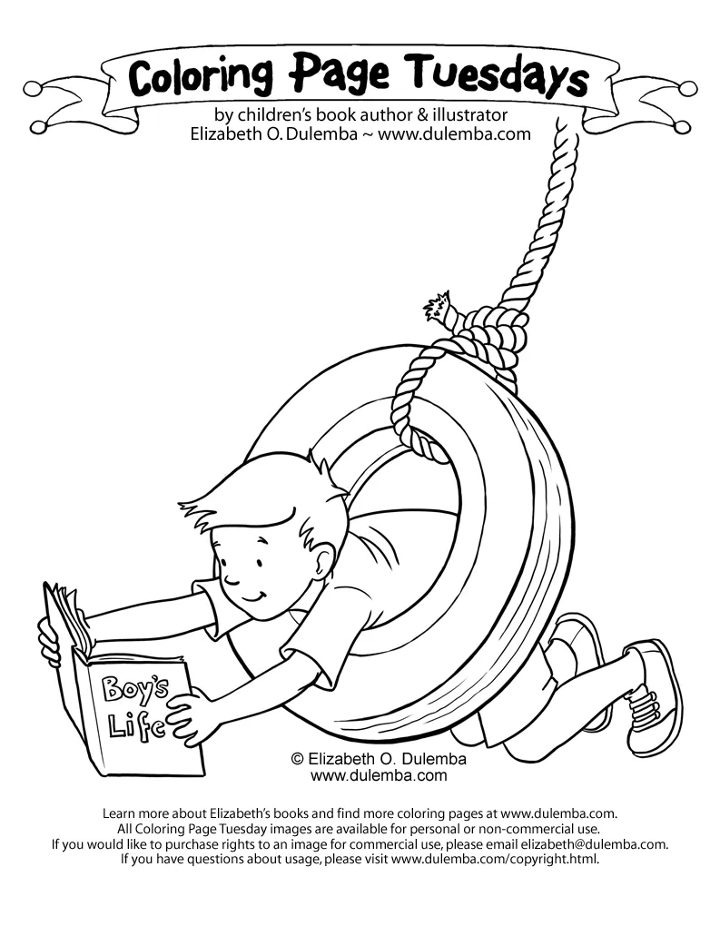 Dulemba coloring page tuesday tire swing!