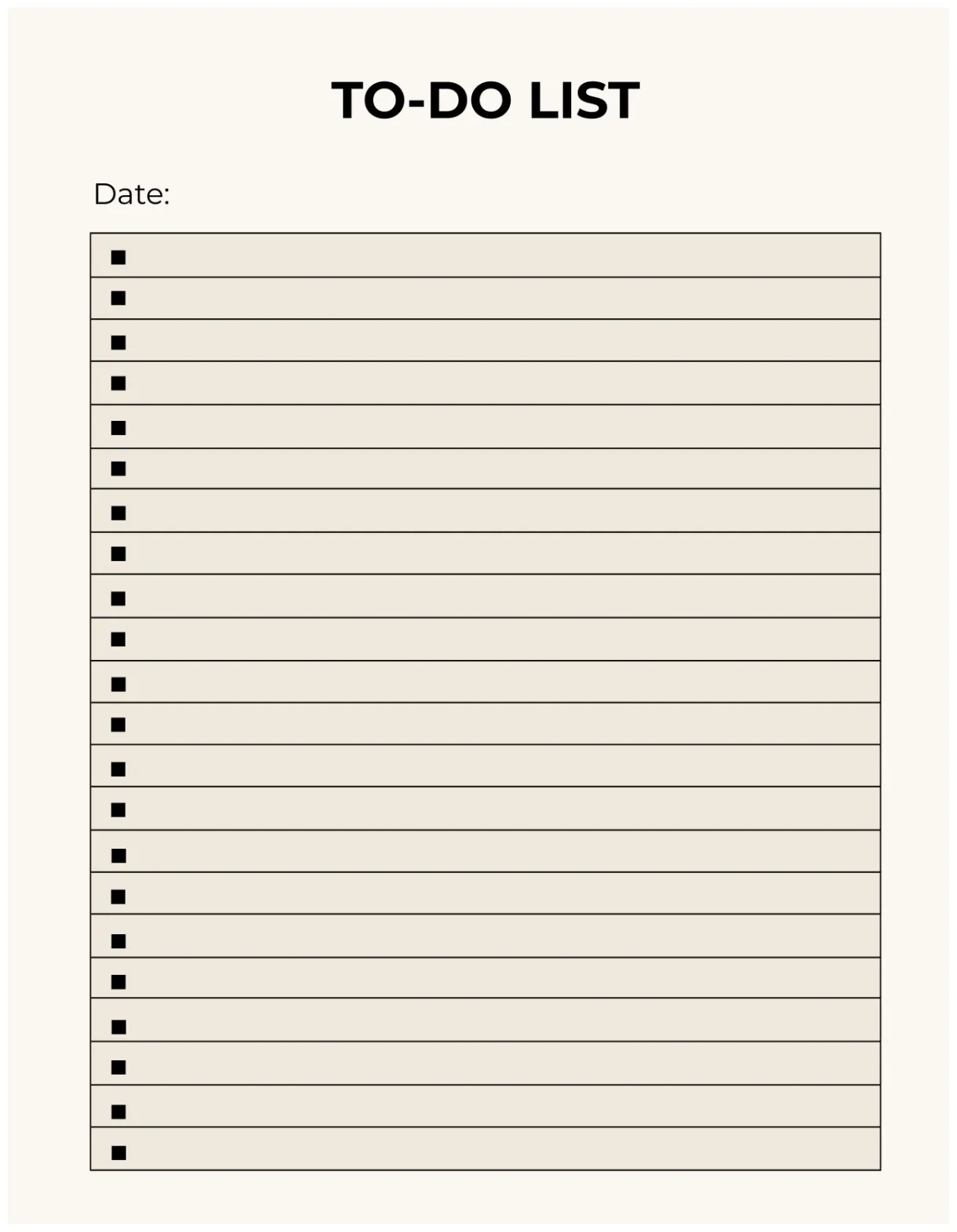 Free project list templates, editable and printable