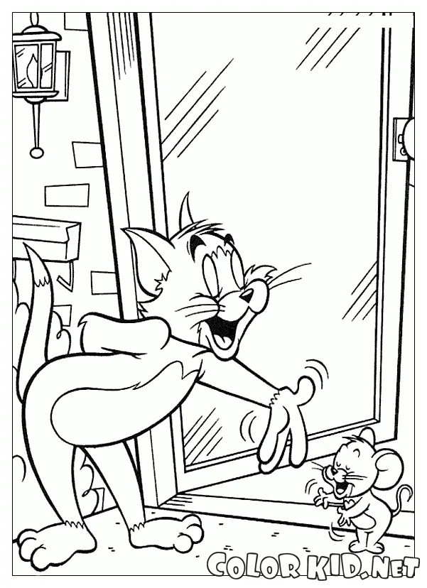 Coloring page tom is chasing jerry