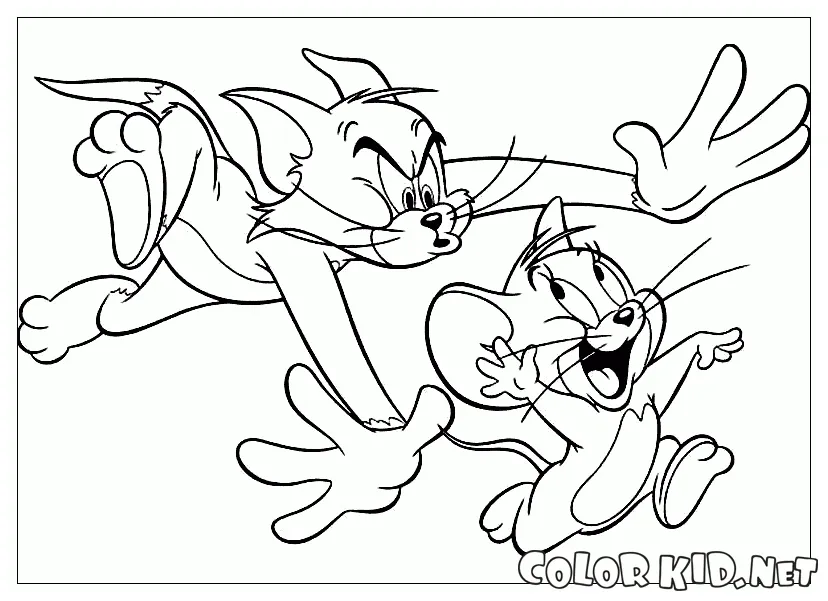 Coloring page tom catches jerry