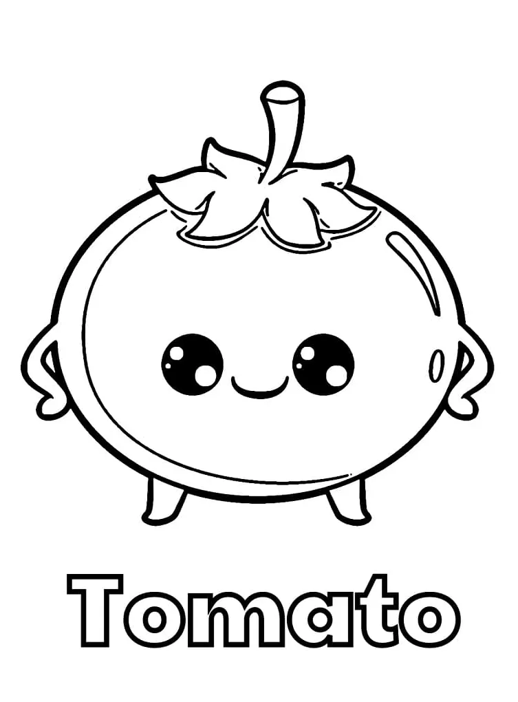 Cute tomato coloring page download, print or color online for free