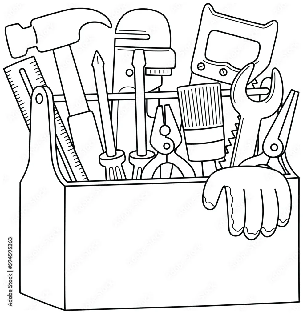 Toolbox isolated coloring page for kids stock vector adobe stock