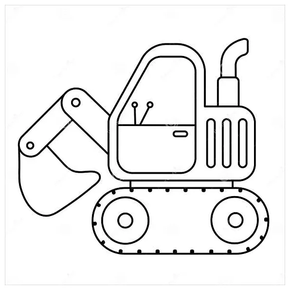 Excavator Coloring Page. Construction Vehicle Coloring Book for