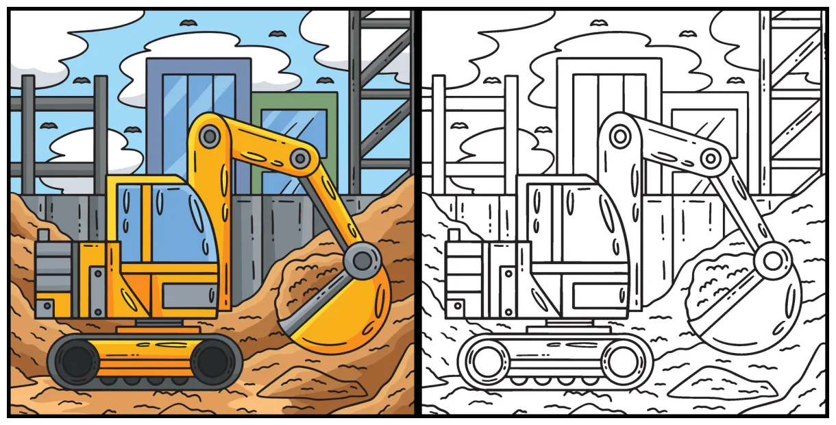 Construction excavator coloring page illustration 45390219 vector art