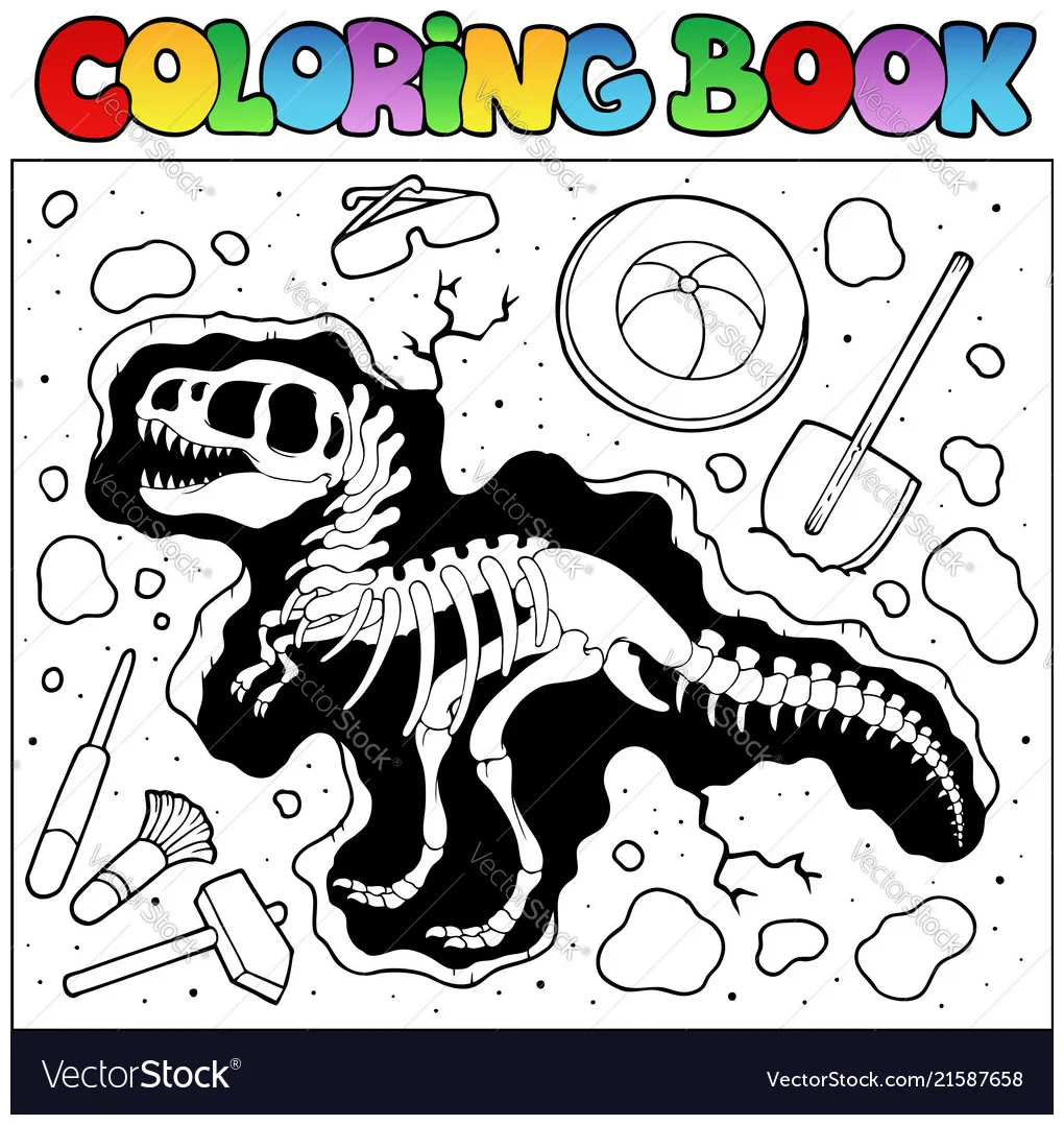 Coloring book with excavation site vector