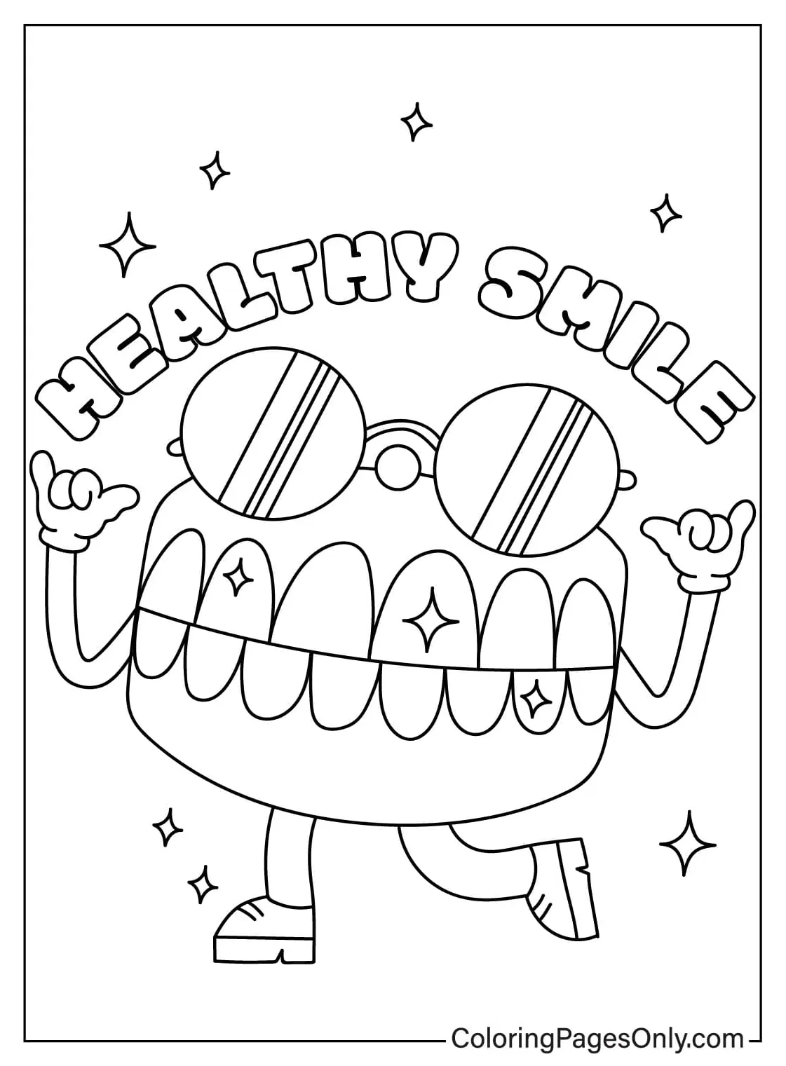 Tooth cute coloring page free printable coloring pages