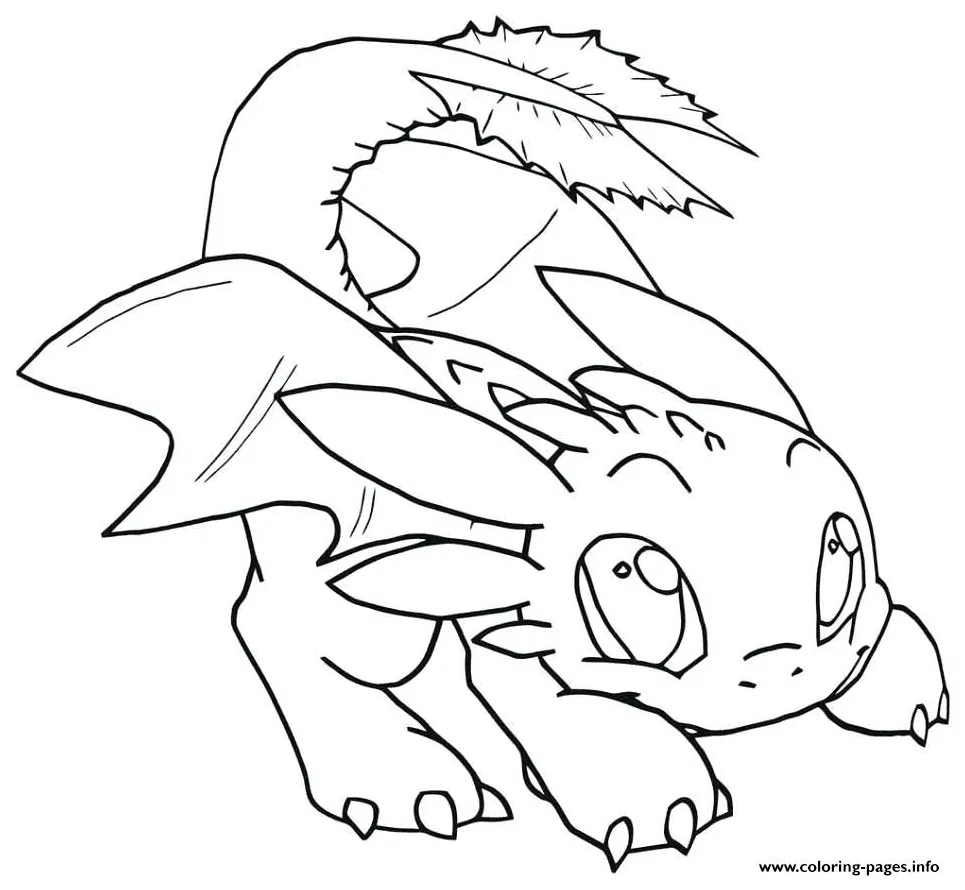 Night Fury Baby Toothless Dragon Coloring page Printable
