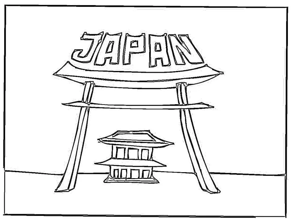 Japanese gate torii coloring page download, print or color online for