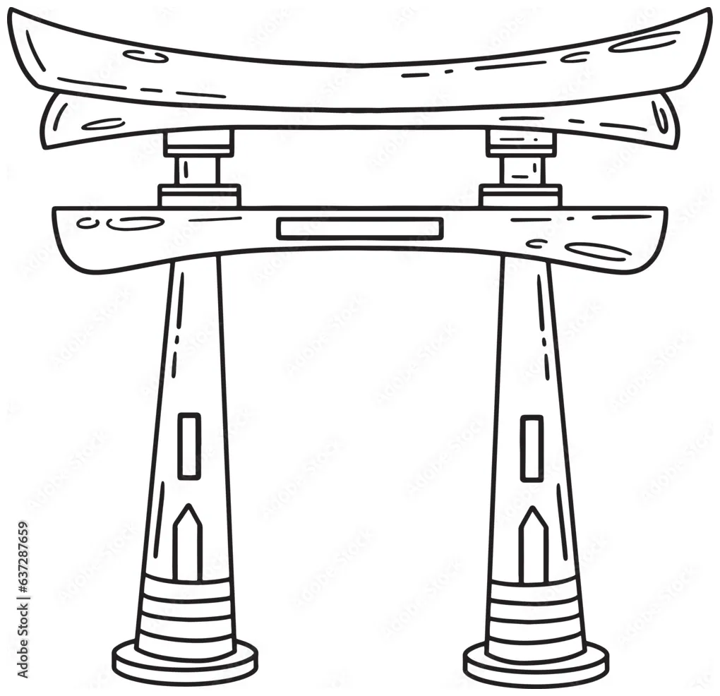 Torii isolated coloring page for kids stock vector adobe stock