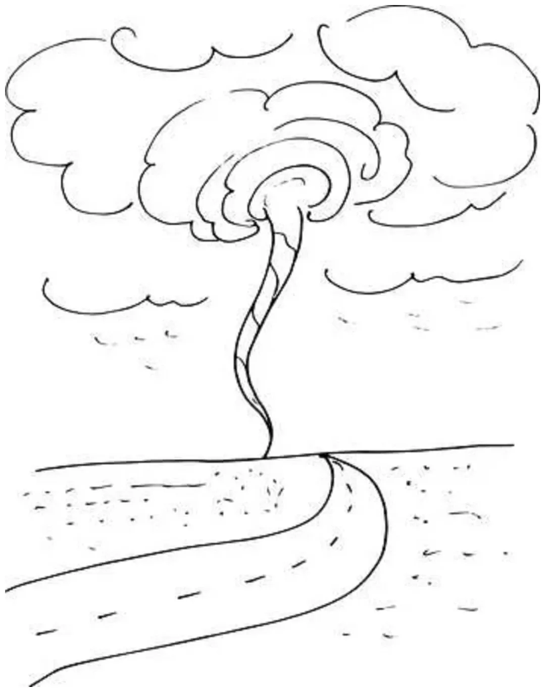 Tornado on the road coloring page download, print or color online for