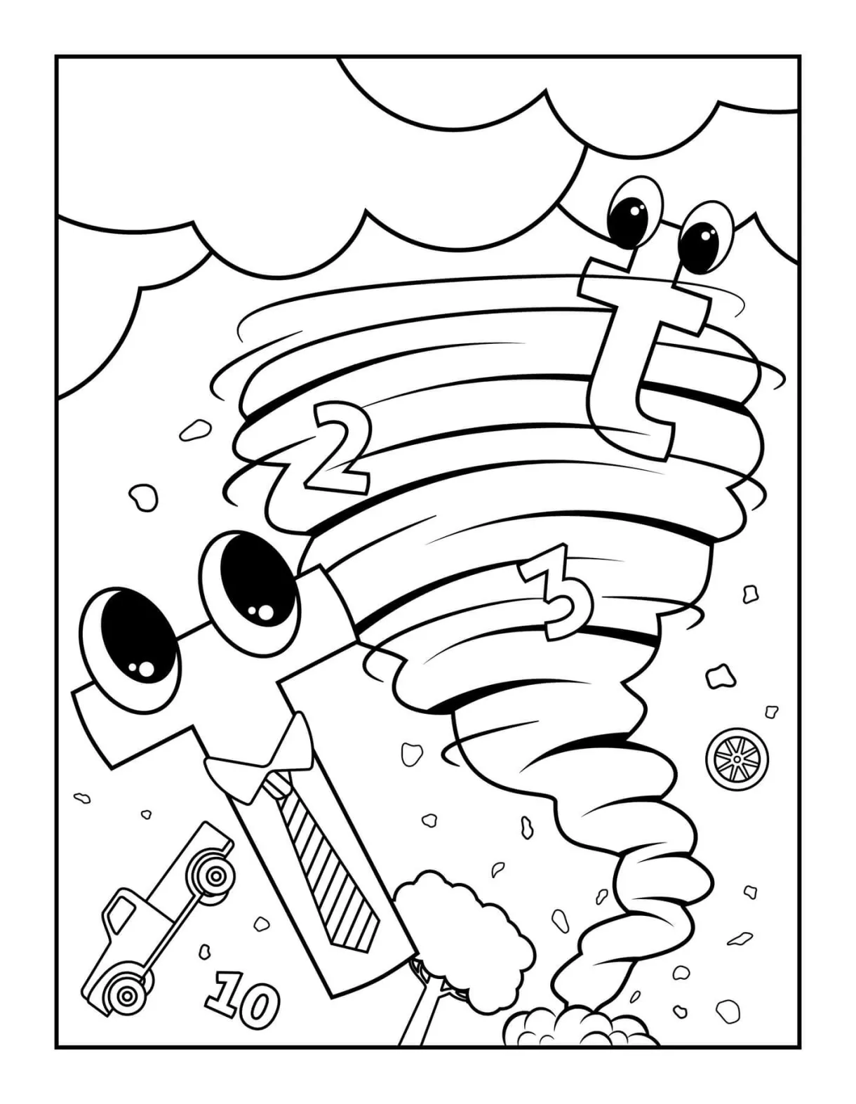 Tornado for kid coloring page download, print or color online for free