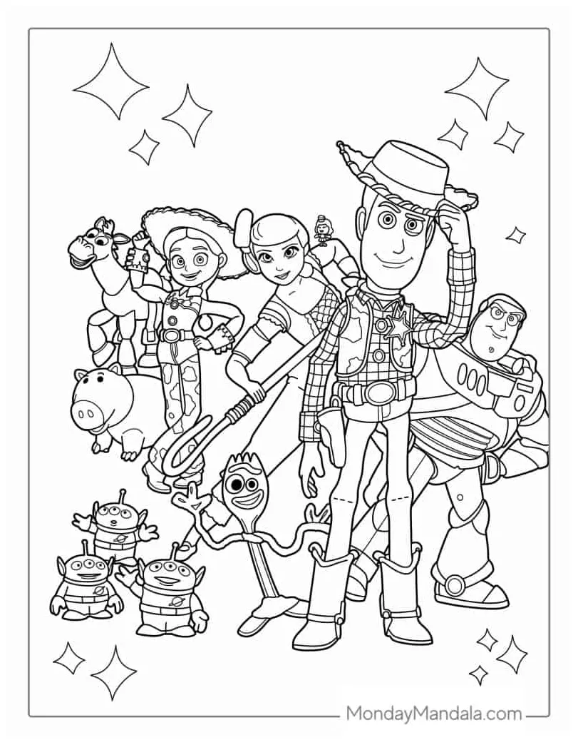 Toy story 1 characters coloring pages [2025]