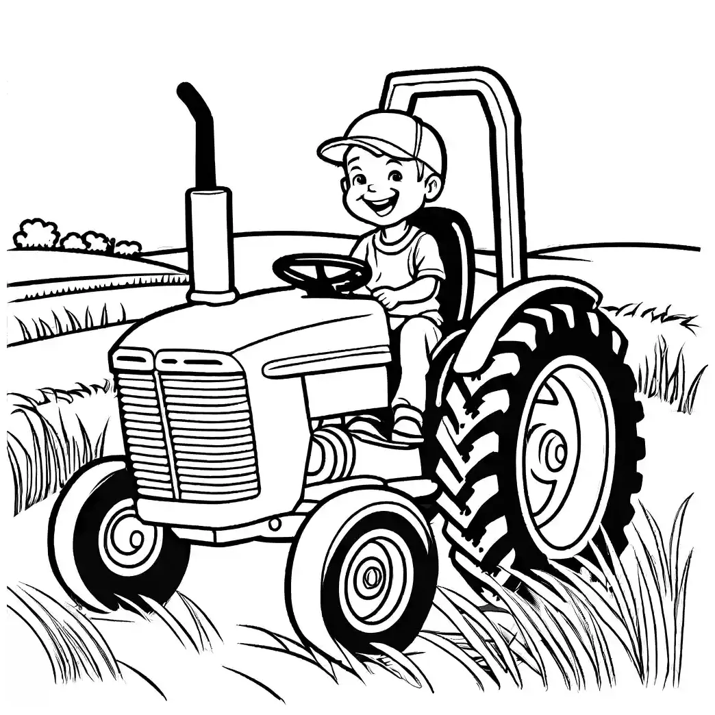 Tractor combine harvester coloring page lulu pages