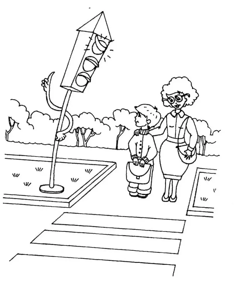 Traffic light coloring page