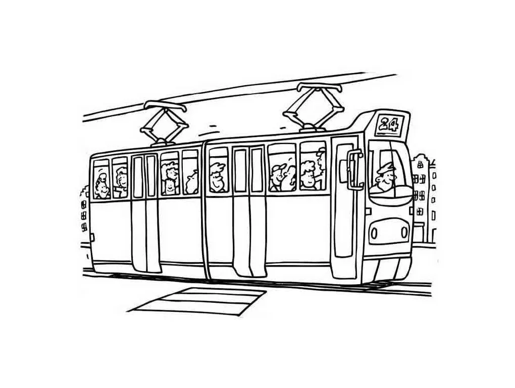 Tram vehicle coloring page download, print or color online for free printable coloring page