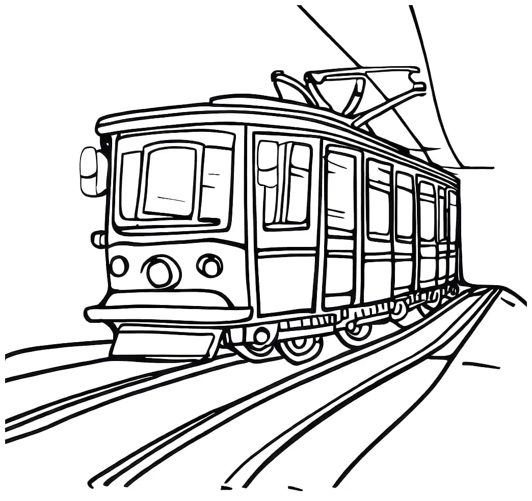 Tram for kids coloring page download, print or color online for free