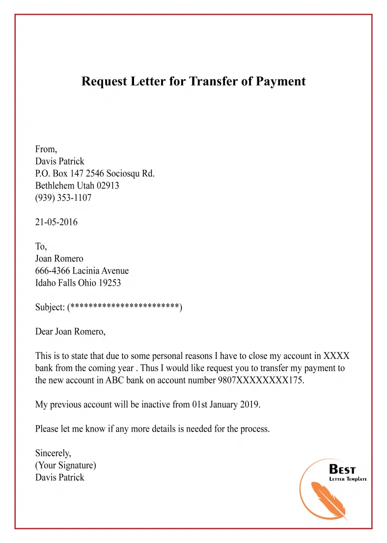 6+ free request letter for transfer format, sample & example