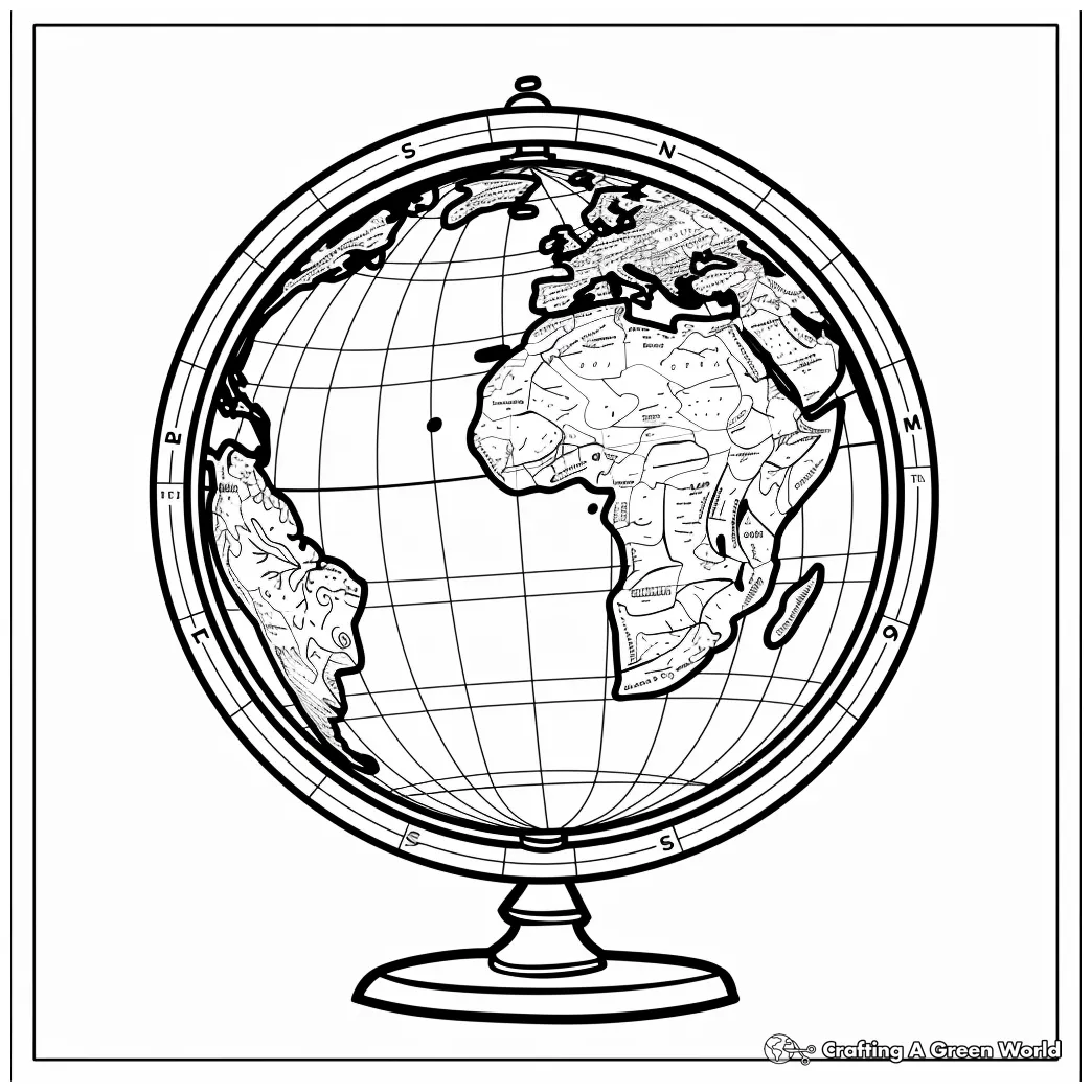 Globe coloring pages free & printable! printable coloring page