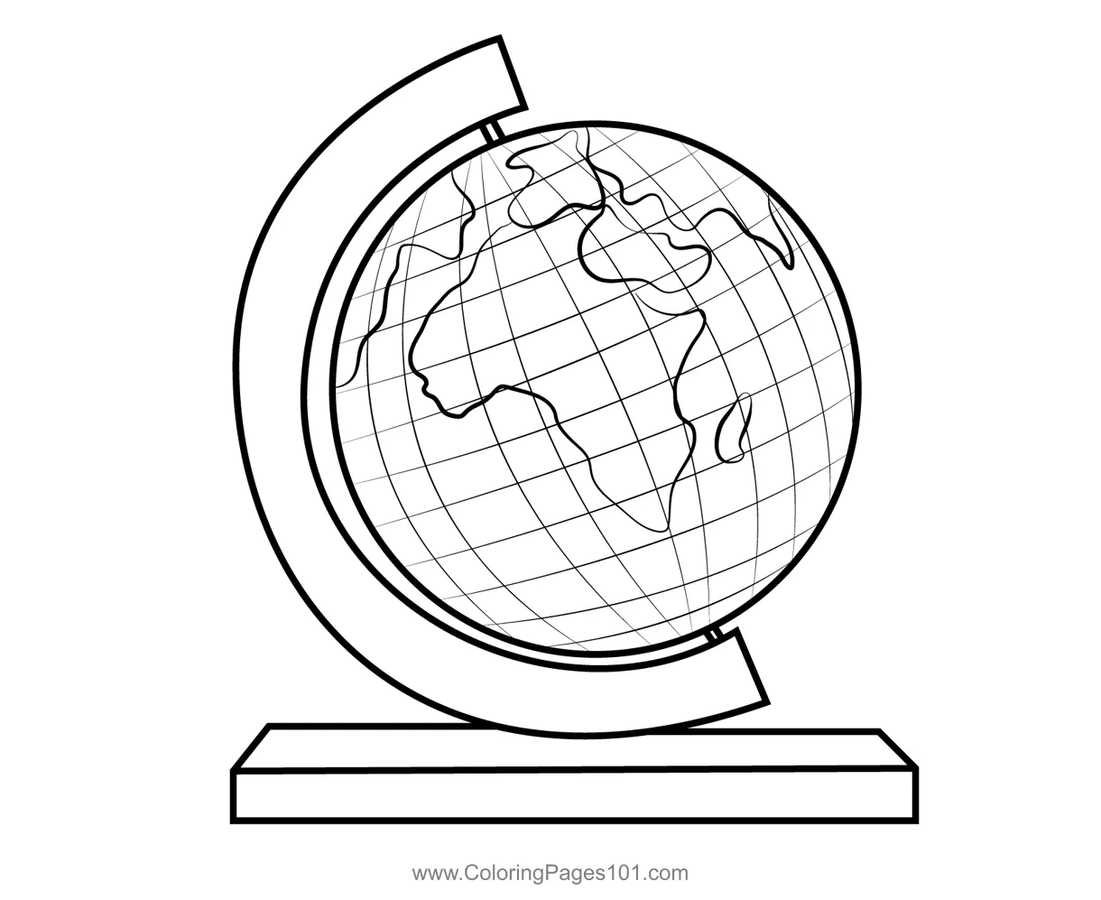 World globe coloring page for kids free back to school printable