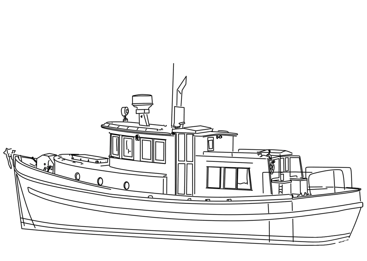 Trawler yacht coloring page colouringpages