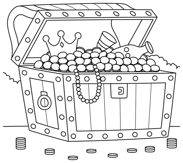 Coloring page treasure chest & coloring book