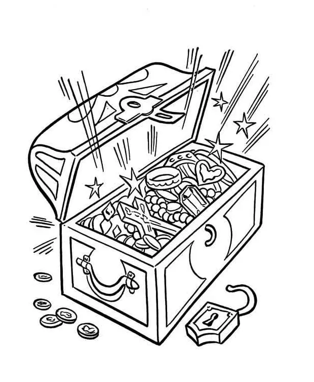 Treasure Chest to Color Coloring Page - Free Printable Coloring Pages