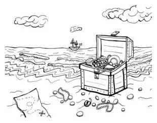 Printable treasure chest coloring page & coloring book