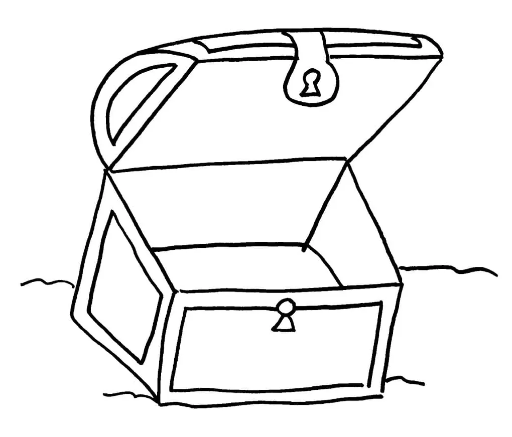 Open treasure chest coloring page