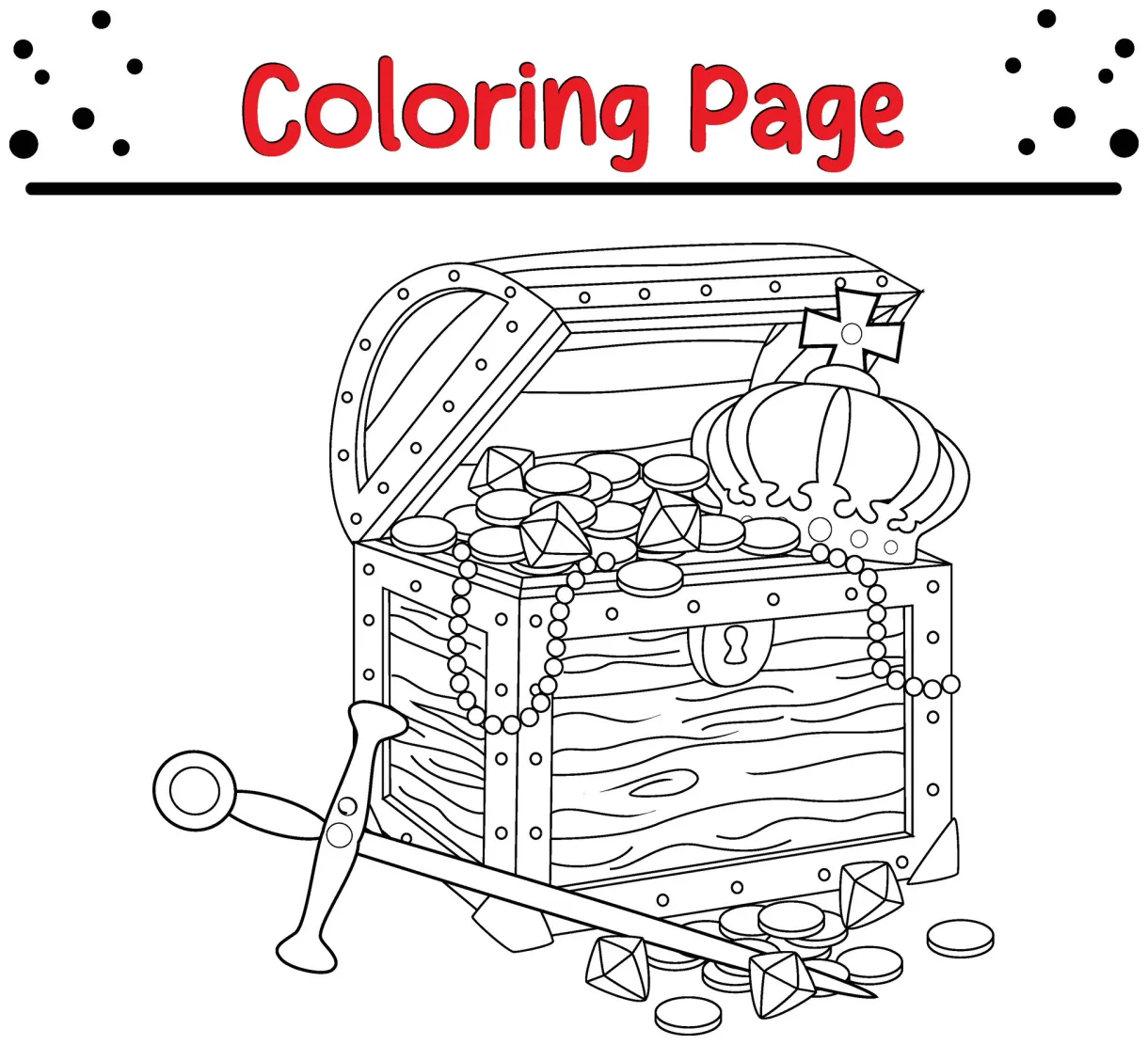open treasure chest Coloring page 36482432 Vector Art at Vecteezy