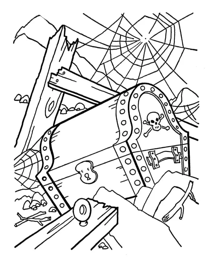 Full Treasure Chest Coloring Page - Free Printable Coloring Pages for Kids