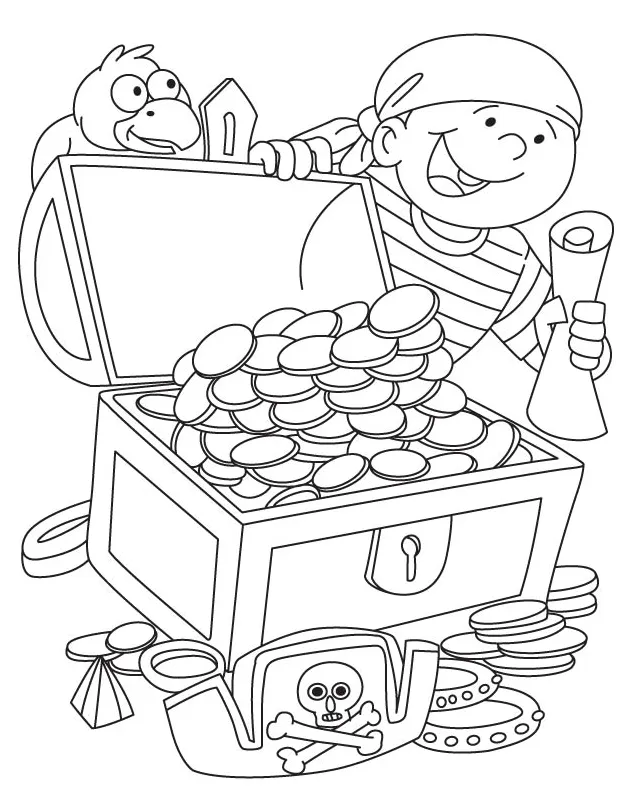 Pirate treasure coloring page coloring home
