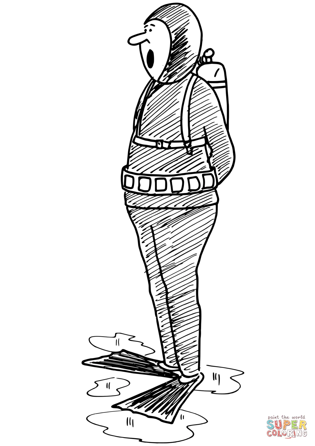 Vintage diver coloring page free printable coloring pages