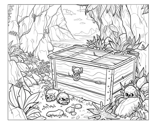 Pirate treasure coloring pages