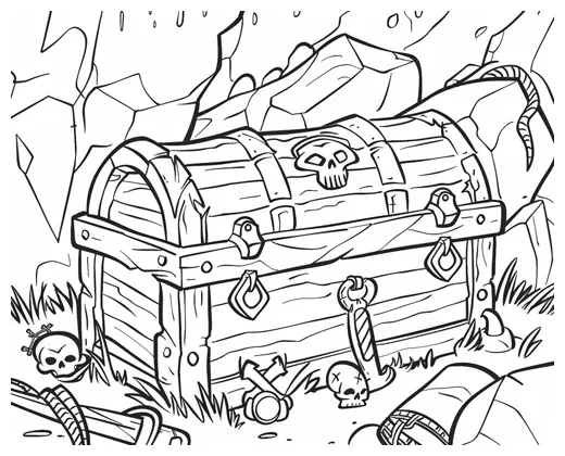 Pirate treasure coloring pages