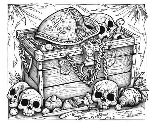 Pirate treasure coloring pages