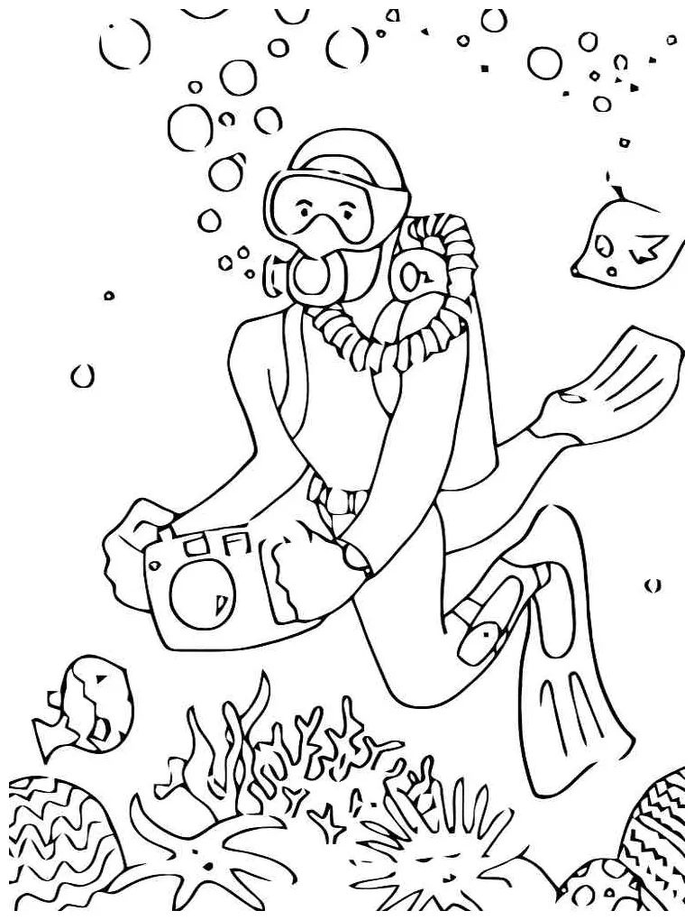 Diver coloring pages